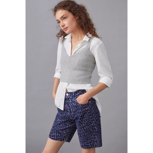 Anthropologie Pilcro Denim Bermuda Shorts Corduroy Animal Print 28 NWT New - Picture 1 of 12